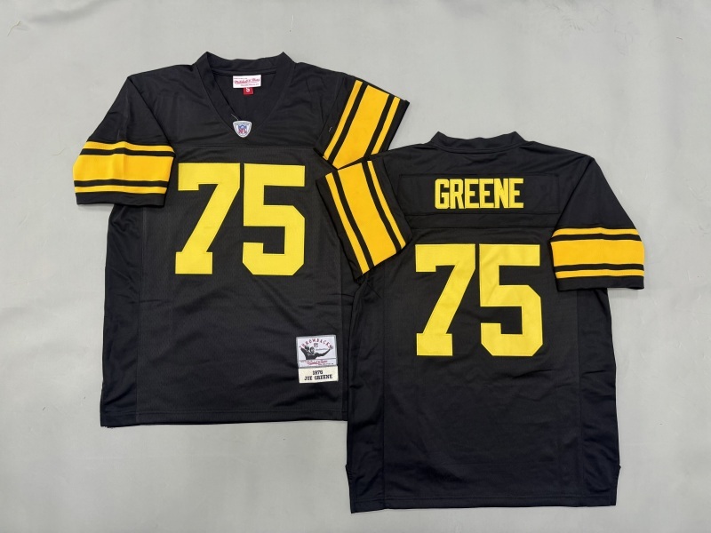 Men 2025 Pittsburgh Steelers #75 Greene black Throwback Limited NFL Jersey style 001